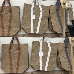 Trader Joe’s Tote Bag Supernatural Washable Paper w/Woven Grey Canvas Handles